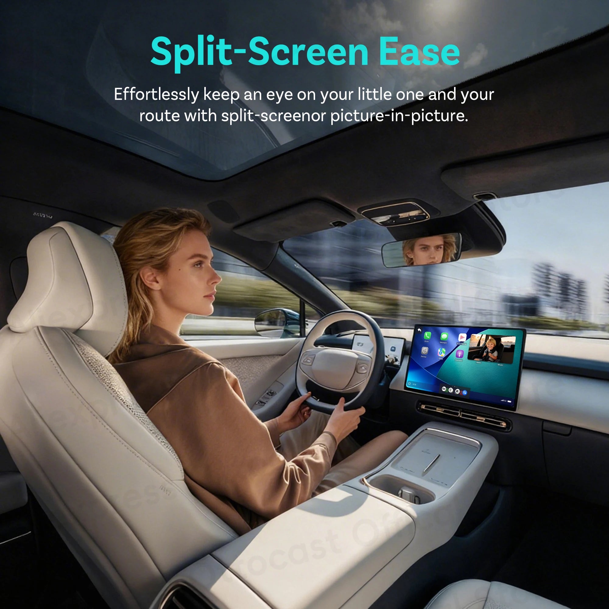 Ottocast Cabin Care Adapter Wireless CarPlay Car HD Camera for Baby Kids Car Accessories for Hyundai Benz Audi Chevrolet Kia