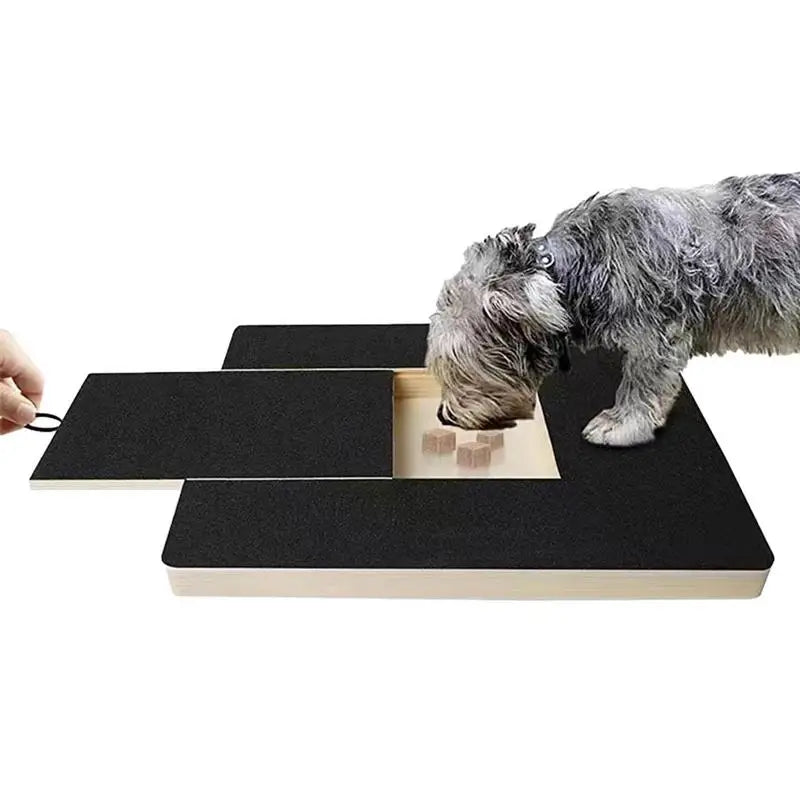Dog Nail Scratch Board Nail Trim Pad Pull-Out Wooden Pet Scratching Board Toy Built-in Treat Box Dog Sandpaper Board Scratcher